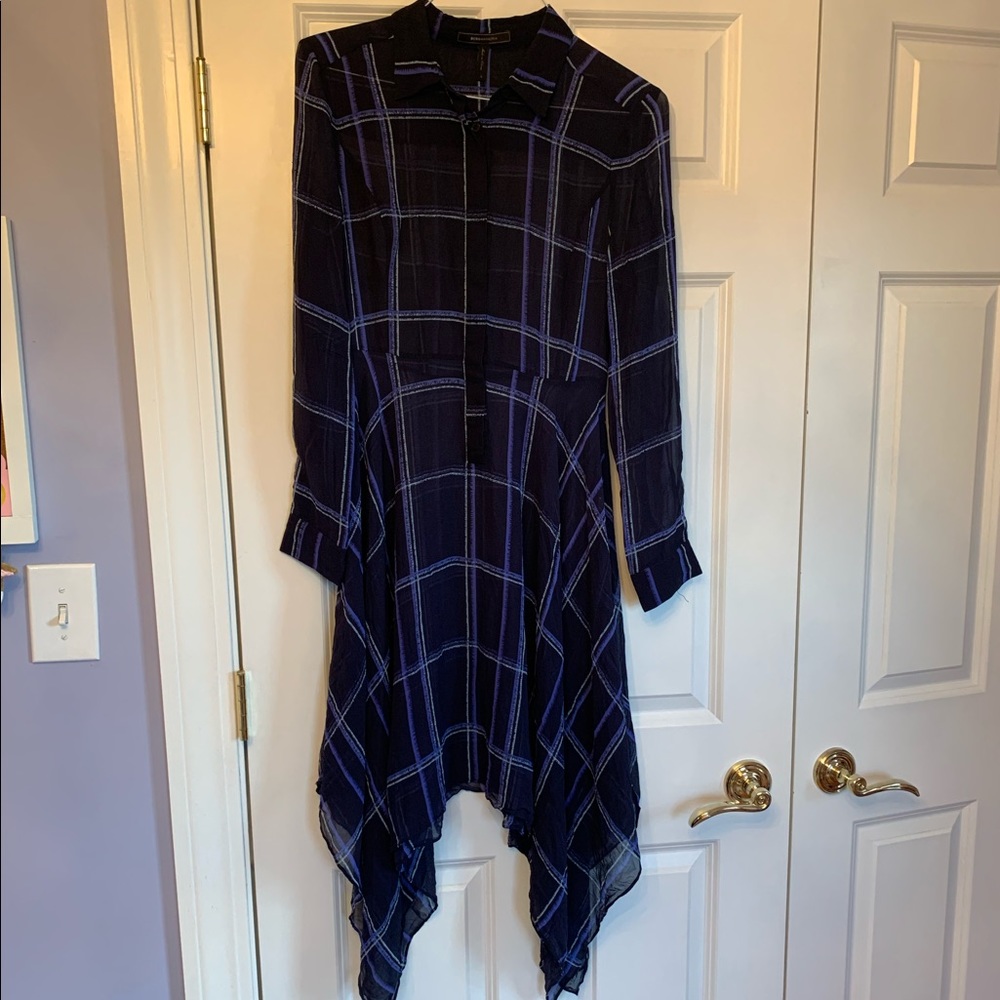 BCBGMaxAzria navy plaid dress size S